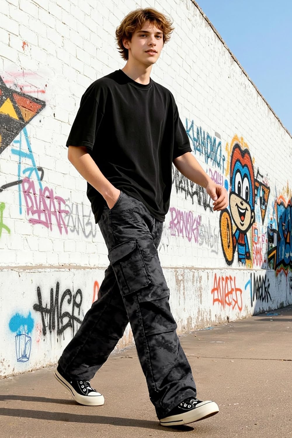 GINGTTO Baggy Cargo Pants Men Camo Wide Leg Fashion Y2K Loose Fit Streetwear Drawstring Stretch - Image 3