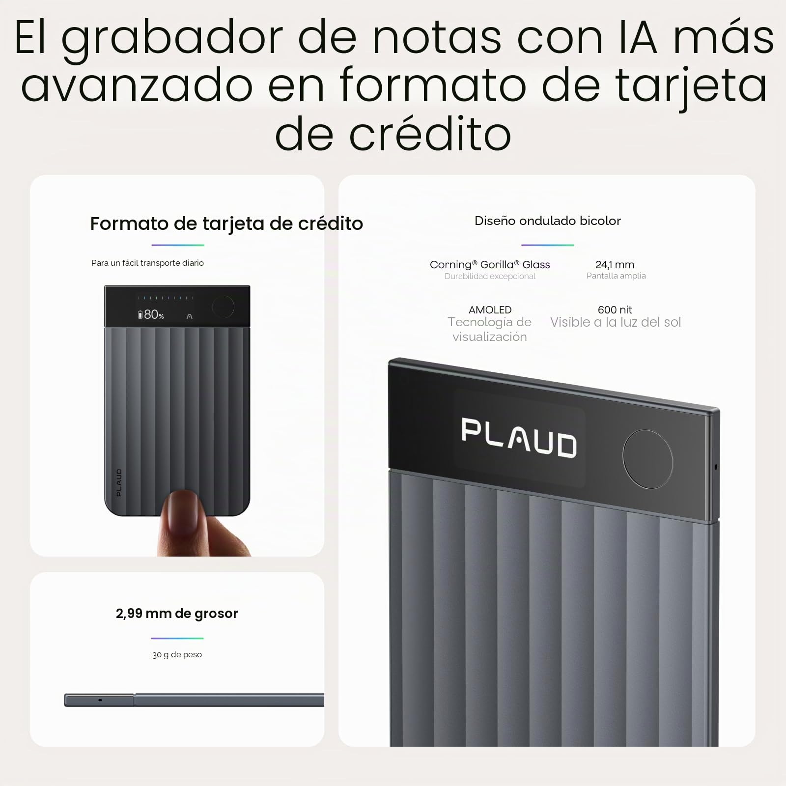 Pack Plaud Note Pro y NotePin, Grabadora de Voz con IA, Control por App para Tomar Notas, transcripción y Resumen con IA, soporta 112 Idiomas, 64 GB, grabadora de Audio para conferenc