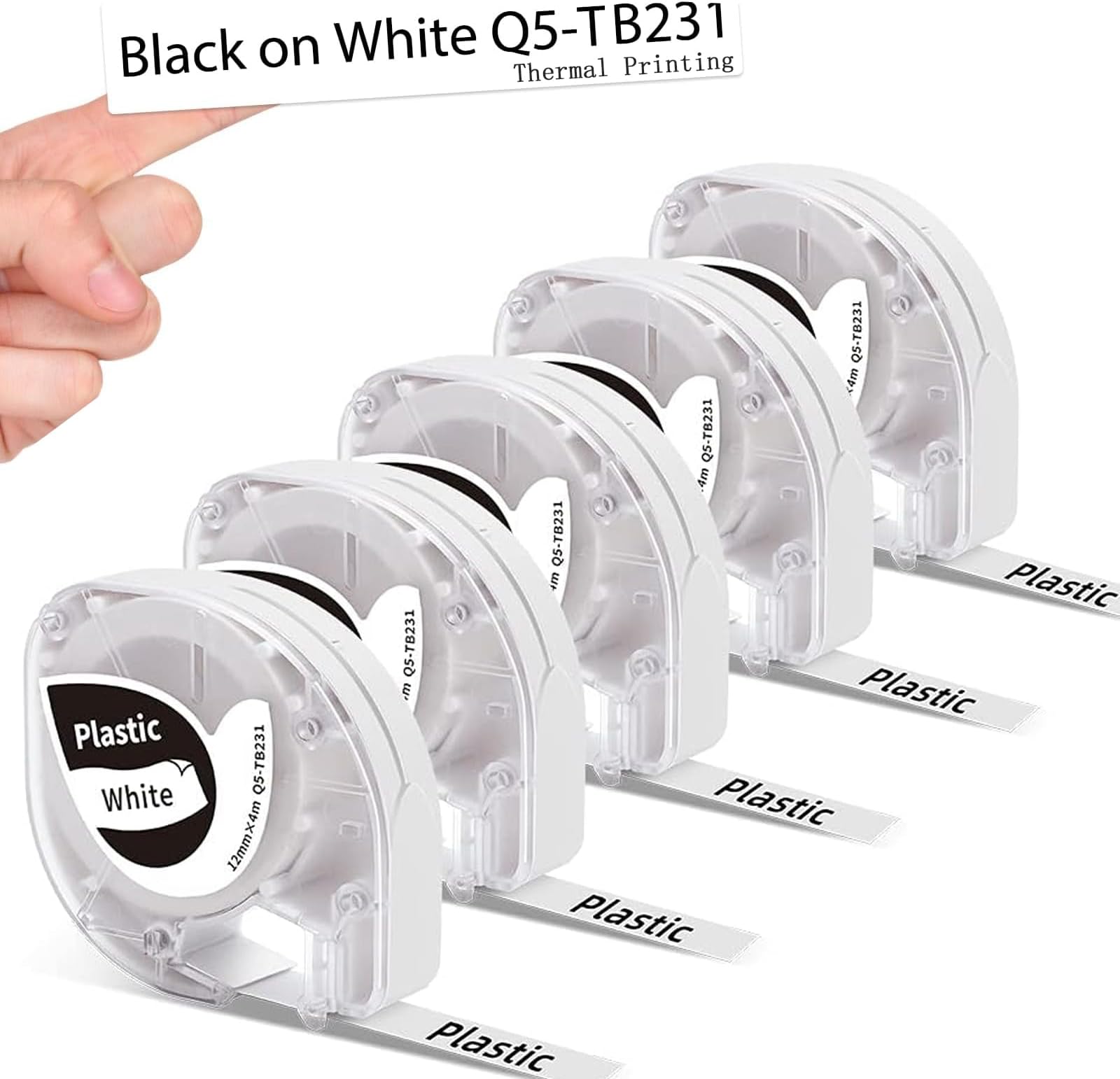5 Pack P12 Label Tape Compatible with Dymo Label Maker Refills