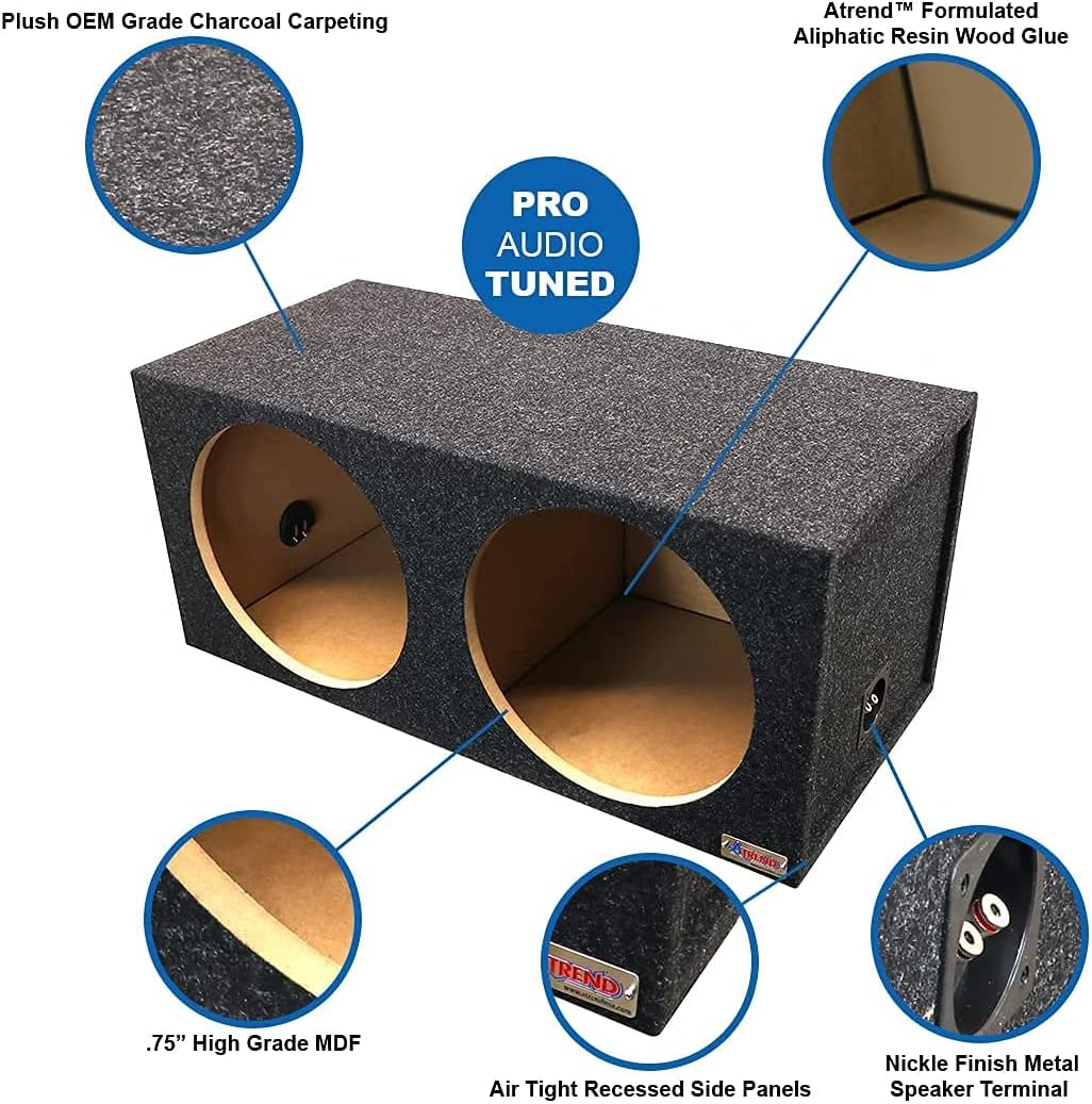 Atrend 15DQ 15” Dual Sealed Subwoofer/Speaker Enclosure Subwoofer Box Designed to Let The Music Move You. High Grade MDF Construction with Nickel Finish Speaker Terminals : Everything Else