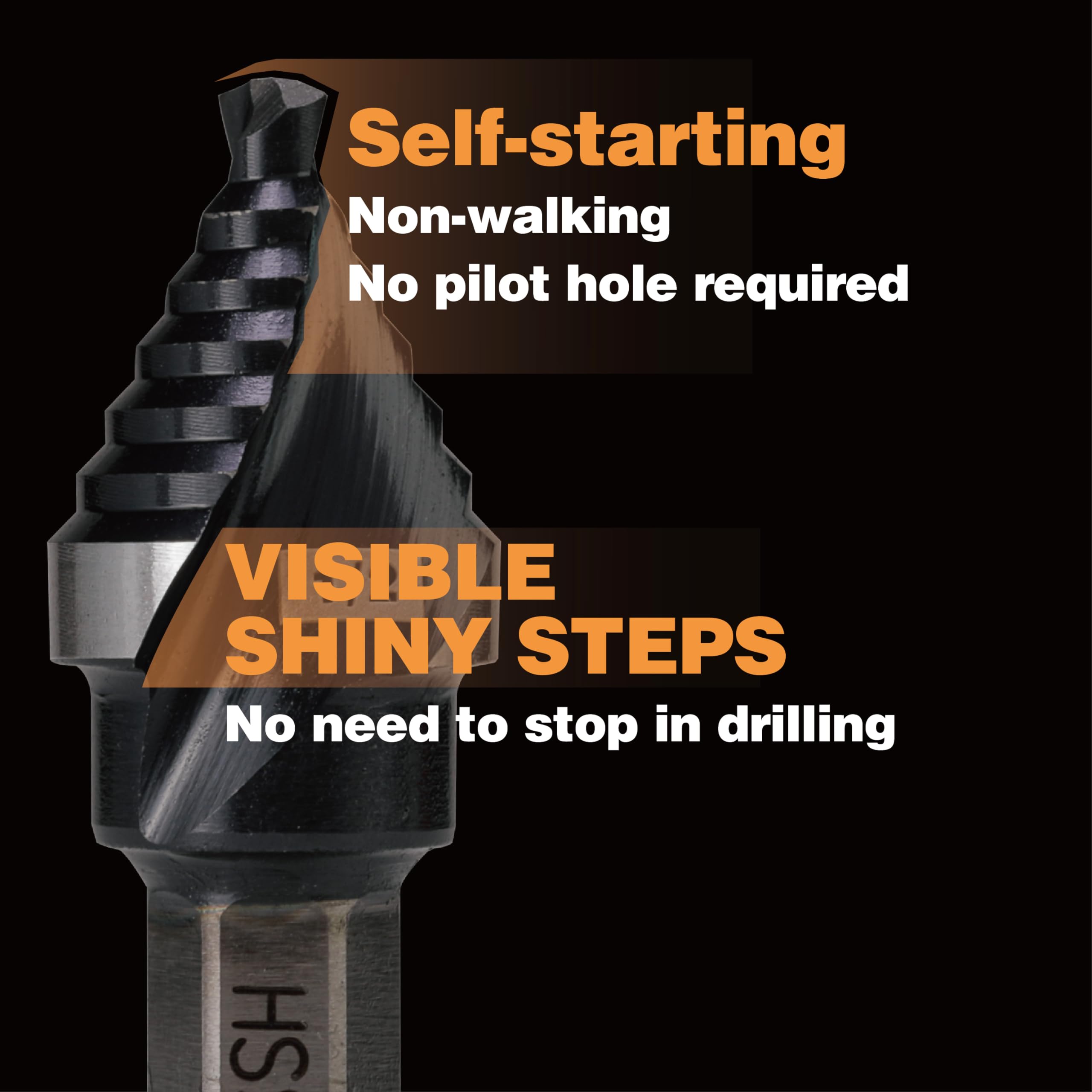Step Drill Bit 1/2" M35 - Fast Hole Drilling -4 Step Drill Bit 1/2" M35 - Fast Hole Drilling -4