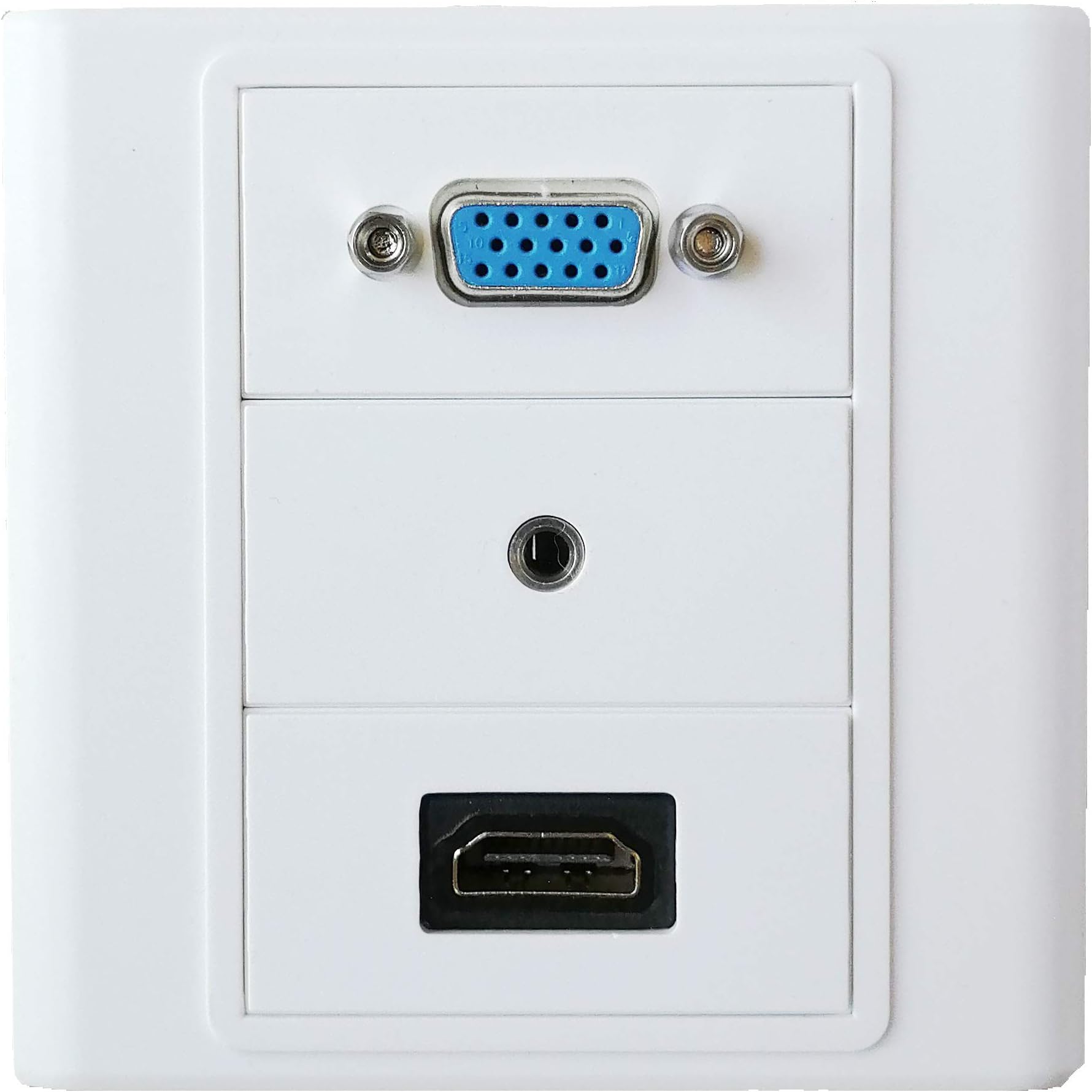 BOXNUBE Multimedia Modular Wall Face Plate with HDMI + VGA + AUX Panel Sockets - White