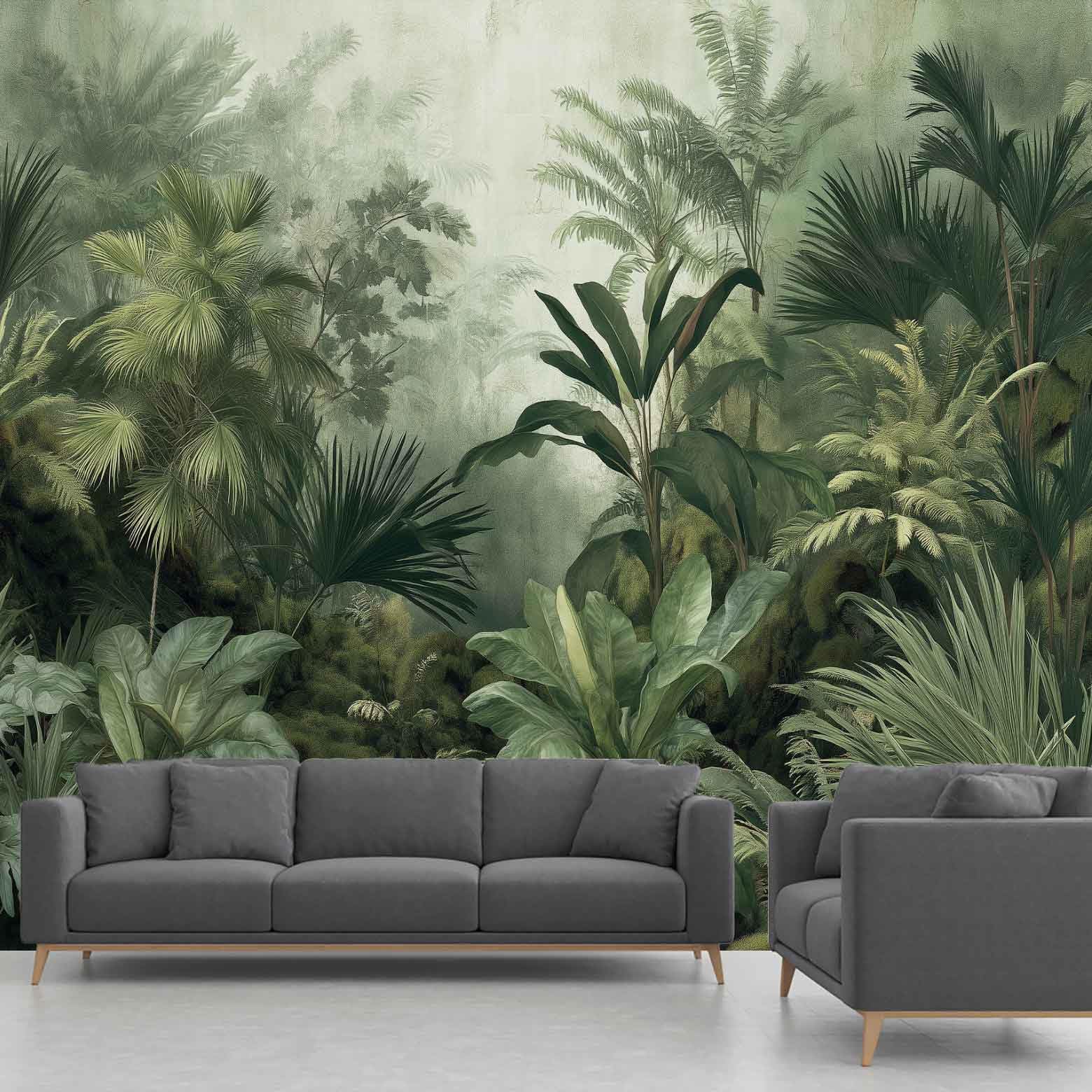 Générique Papier Peint Intissé Forêt Tropicale Humide, Fresque Murale Feuilles Plante Jungle, Papier Peint Panoramique – Pour Salon, Chambre, Bureau – 350 x 245 cm – Décoration Murale(non adhésif)