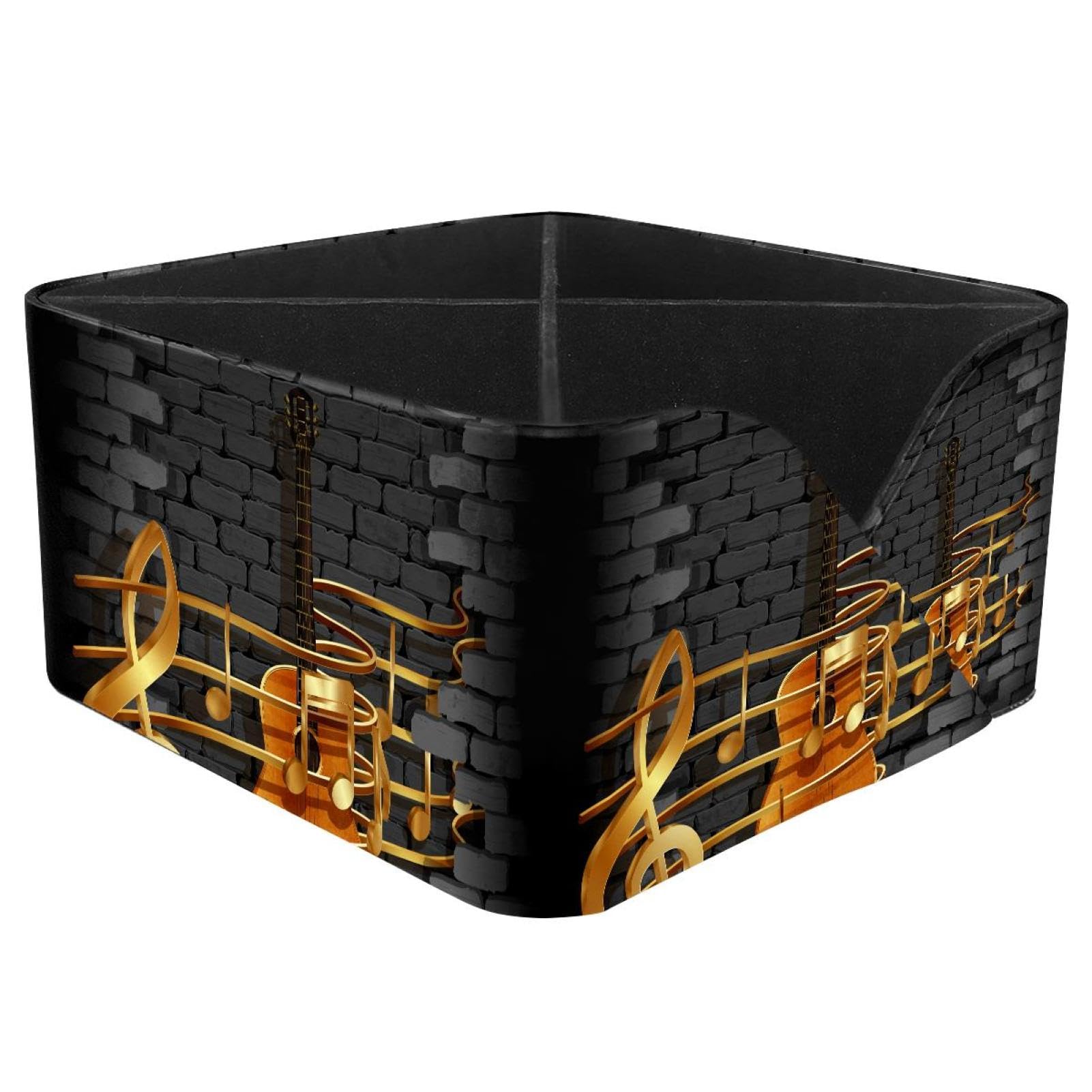 KengjuTesu Music Guitar Vintage Brick Desktop Organizer Pen Holder, Rectangular Pencil Cup for Office, Study and Makeup Stations