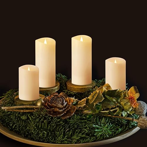 Miniatura 4 de Vela sin llama, 6 x 10.5 pulgadas, color marfil, vela parpadeante de llama móvil, incluye control remoto, cera real, 2 pilas C, no incluidas