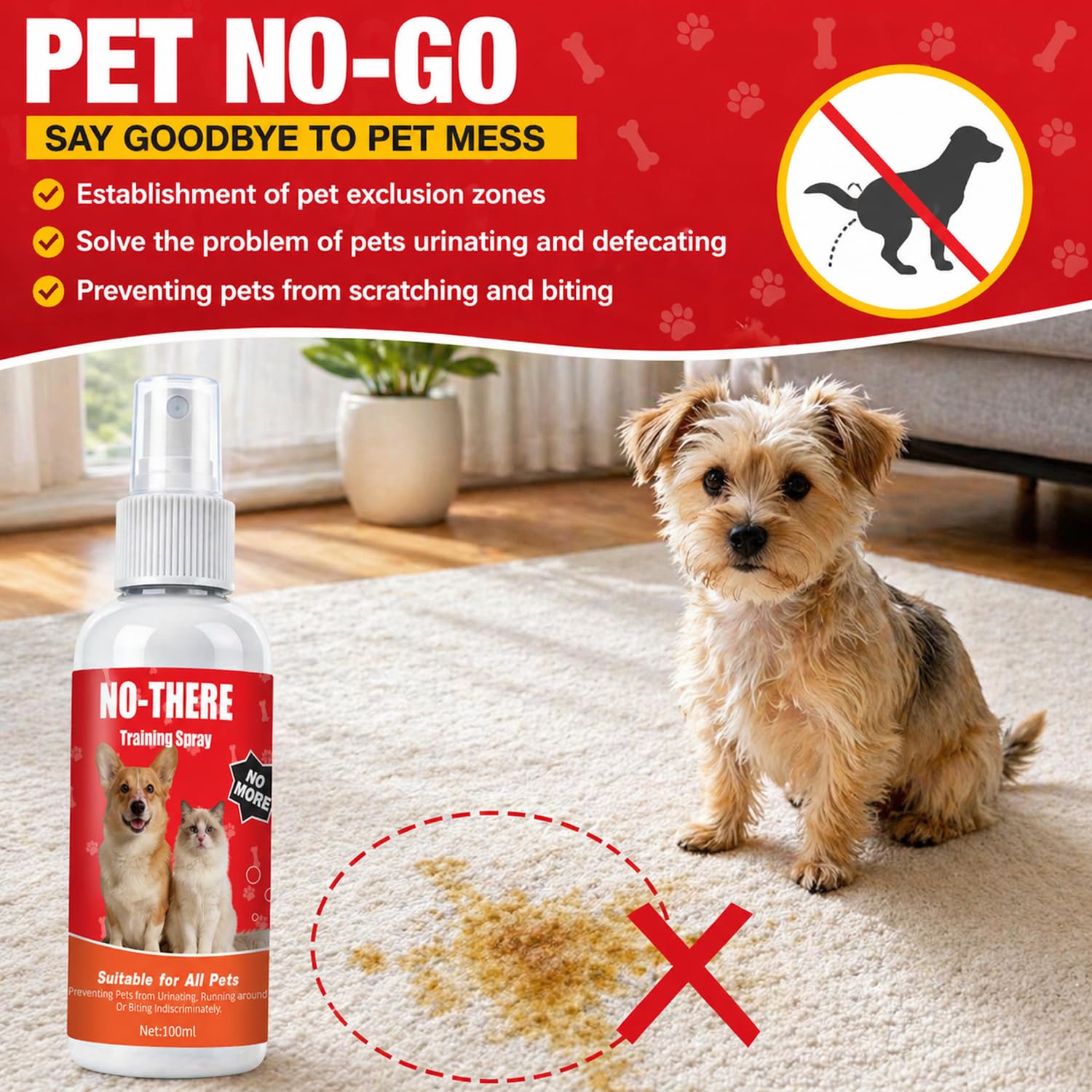 Dog Potty Training Spray for Dogs & Puppies, No-Go Spray & Here Potty Training Spray, Puppy Potty Training Aid for Housebreaking, Safe Gentle Formula, Natural Indoor & Outdoor Use, 3.4Floz 2Pcs — view 3
