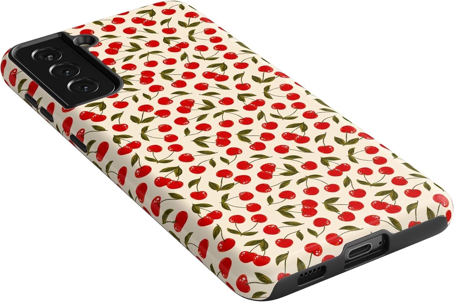 Casely Galaxy S21 Plus Case | Cherry on Top | Red Cherries | Essential Slim Dual-Layer Protective Design