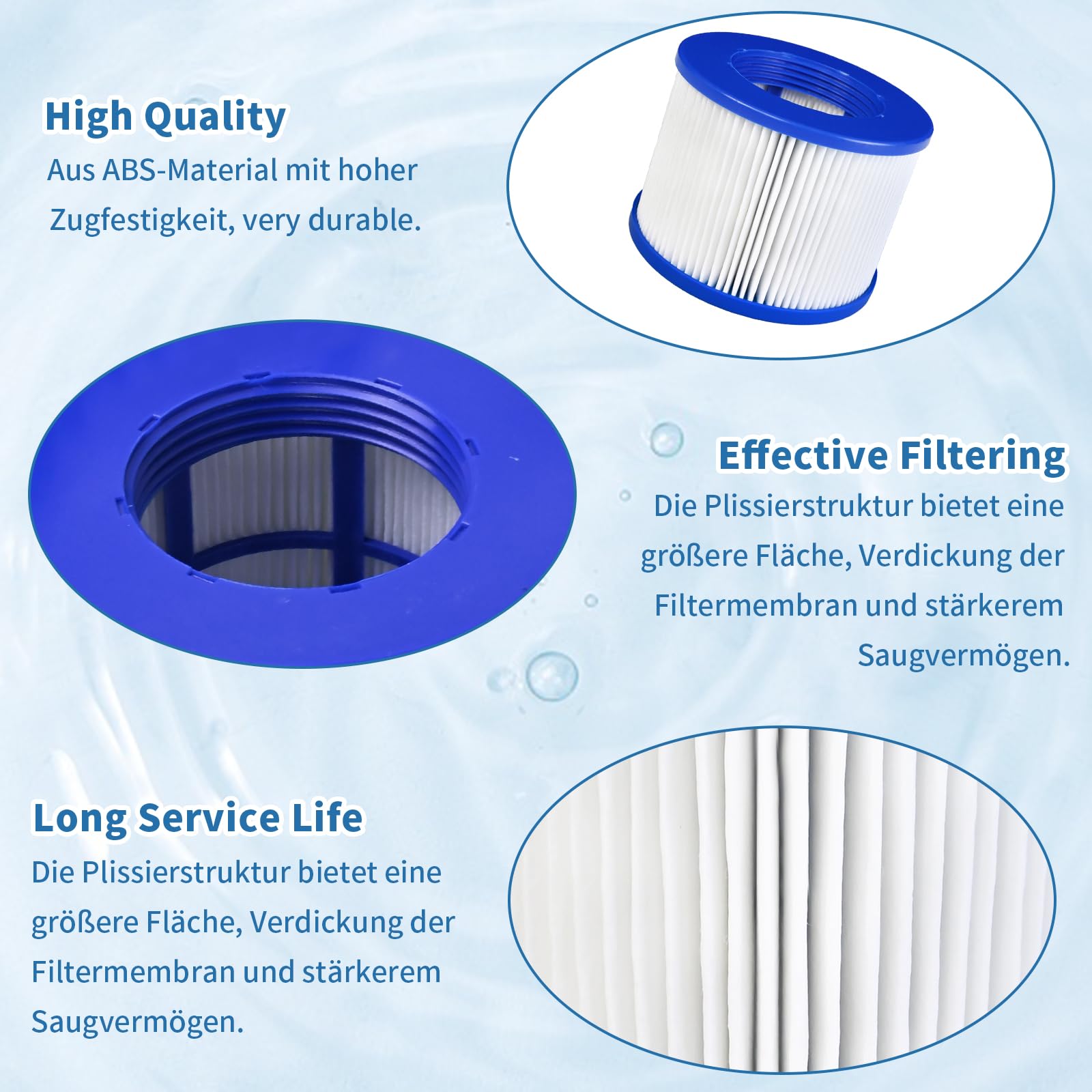 Filterkartuschen für aufblasbares Spa, Filter für Spa Zubehör Clever Spa Filter 75 * 100 mm Höhe 75 mm, Filter spa für Aquaparx (4 Stücke)