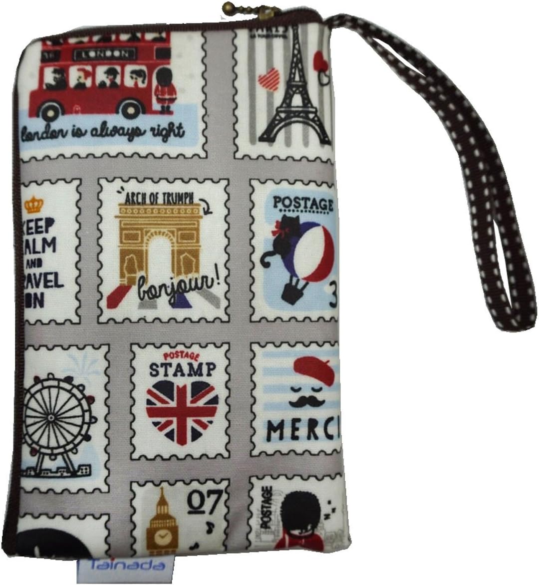 Tainada Women Universal Phone Wristlet Wallet Pouch, Dual Slots Zipper Purse Carry Case Bag for iPhone 16/15, 16/15 Pro Max, 15/14 Plus; Samsung S23+, S23 FE, S23, A54 (Stamp Pattern Gray)