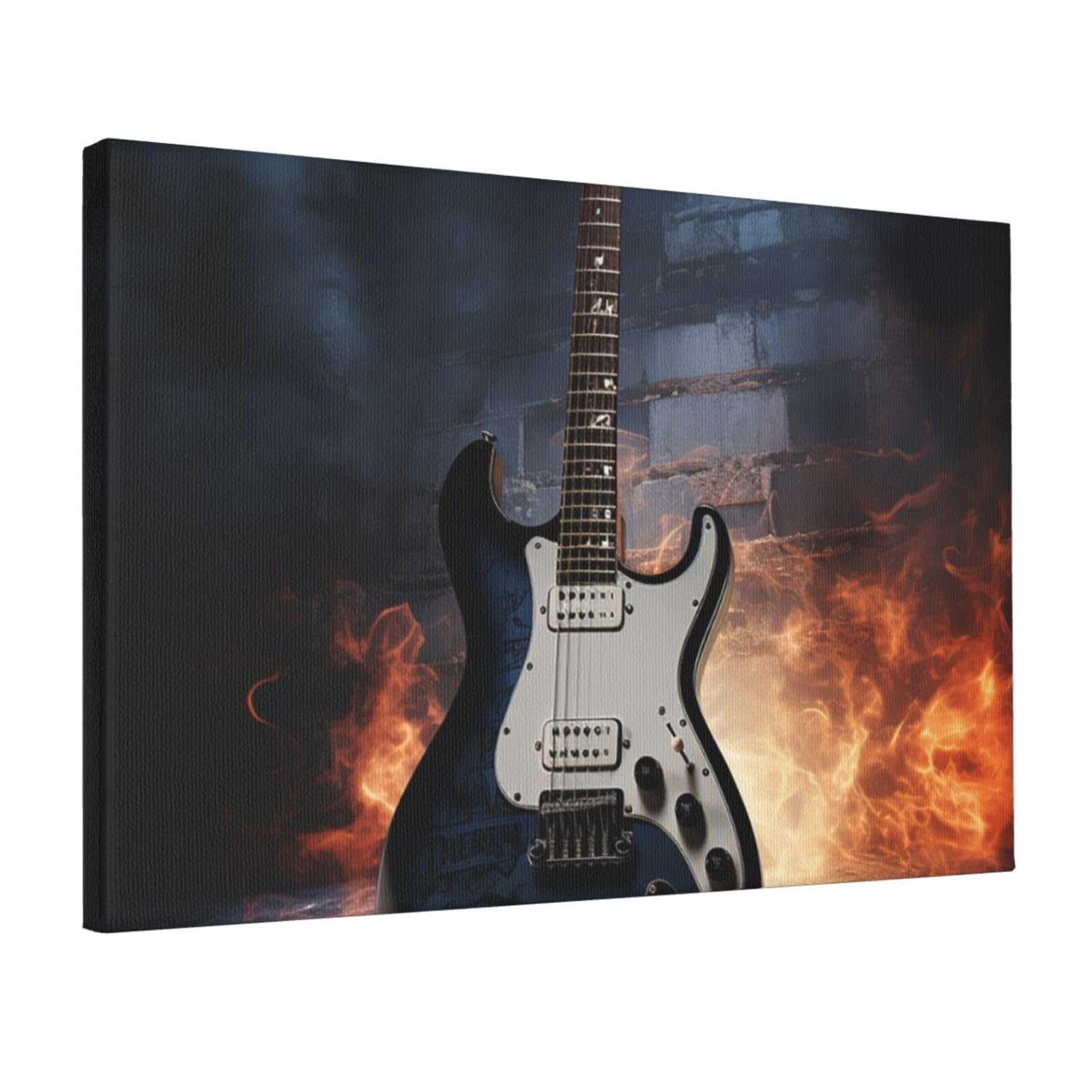 Canvas Wall Art for Living Room Wall Decor 12"x18" Modern Artwork Painting Pictures Hanging Canvas Prints Electric Guitar Aesthetic Wall Art for Bedroom Bathroom Office Wallart Decor