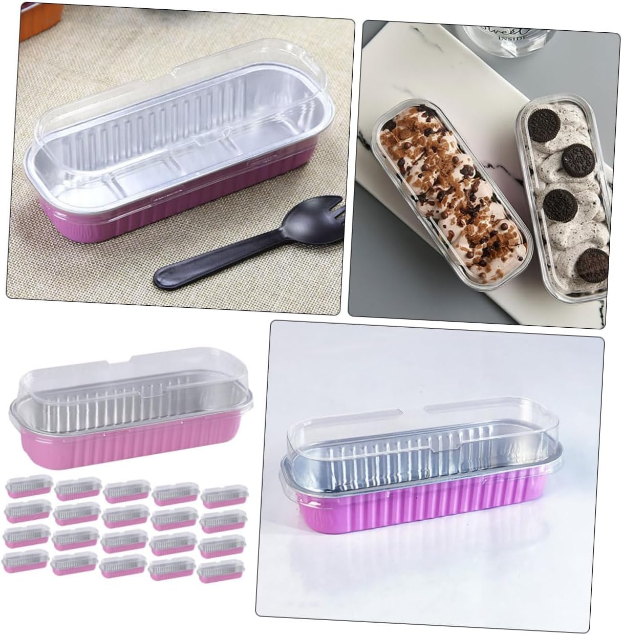 100pcs Lidded Aluminum Foil Loaf Pans Baking Containers for Cake Desserts and Food Storage Stackable and Convenient for Home Outdoor Use