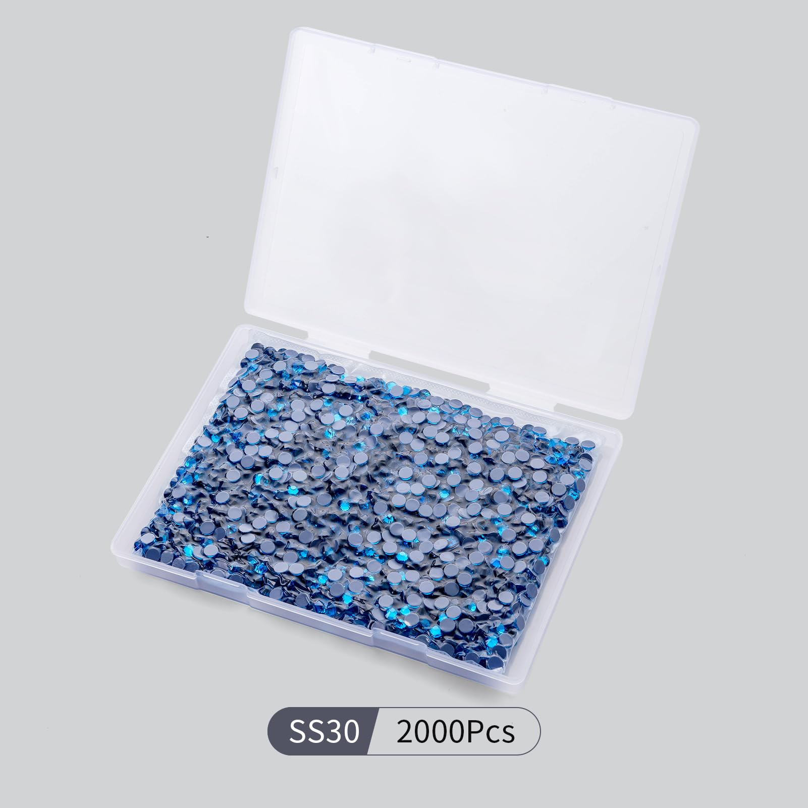 2000 strass blu Capri Hotfix, in vetro, strass termoadesivi per artigianato, vestiti, decorazioni fai da te, SS30, 6,4-6,6 mm