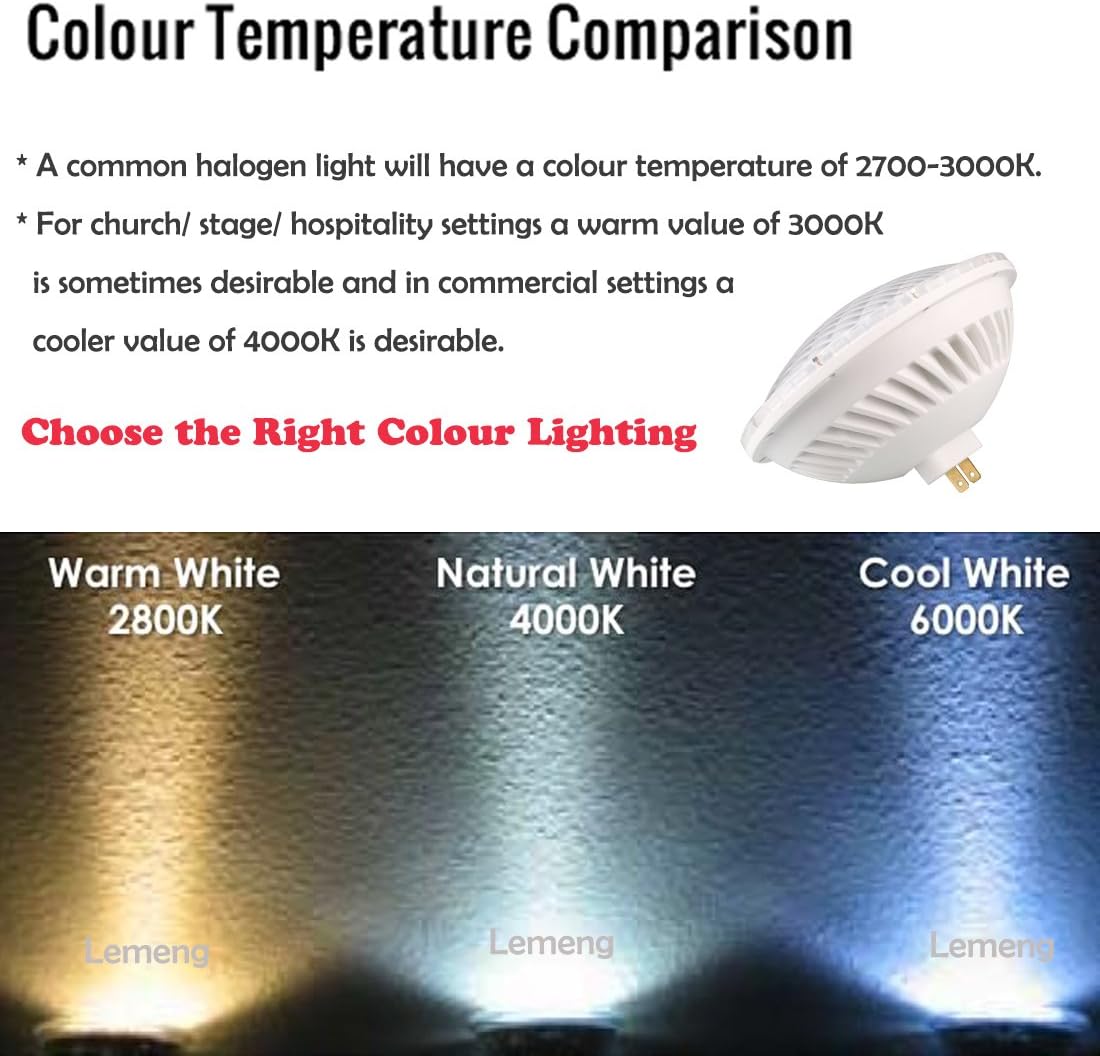 Buy 1 get 1 LeMeng Par56 LED Bulb 30W Flood Light Warm White (2700-3000K) WFL 120°Beam Angle, Non-dimmable, GX16D Base, Replace Par-56 300W Halogen Bulb