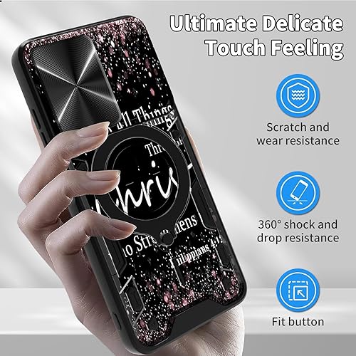 Vista 277 de Funda para Samsung Galaxy A13 5G con cubierta deslizante para lente de cámara y anillo giratorio de 360 grados, soporte híbrido de doble capa Flores