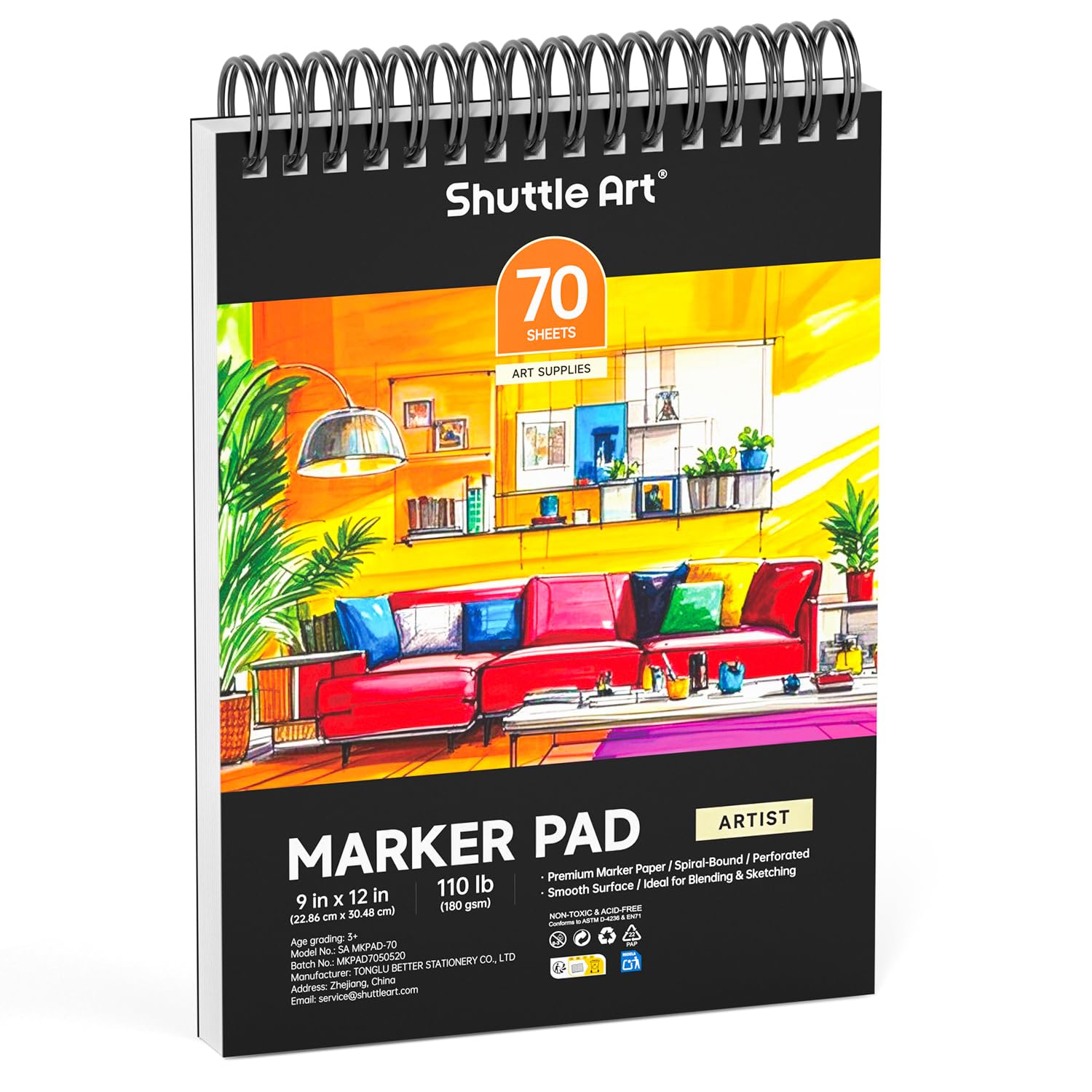 Amazon.co.jp: Shuttle Art スケッチブック マーカー用画用紙 70枚