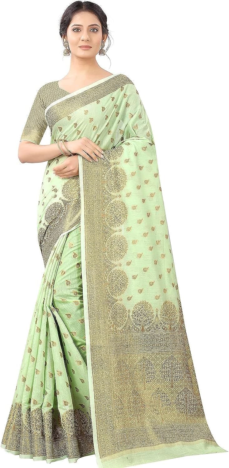 SugathariWomen's Banarasi Saree Pure Kanjivaram Silk Saree Soft new ladies 2023 Design Wear Pattu Sarees Latest Cotton Party Sari collections With Blouse Piece for Wedding sadi (SAM PARI-105)
