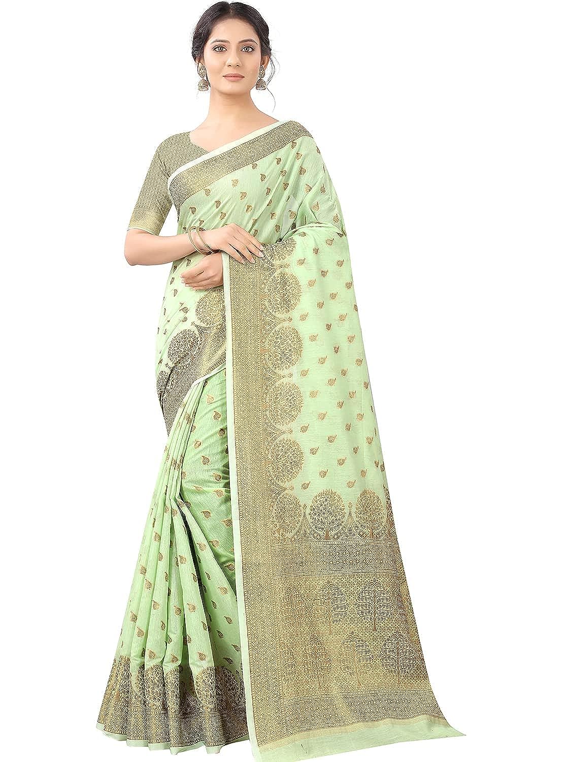 SugathariWomen's Banarasi Saree Pure Kanjivaram Silk Saree Soft new ladies 2023 Design Wear Pattu Sarees Latest Cotton Party Sari collections With Blouse Piece for Wedding sadi (SAM PARI-105)