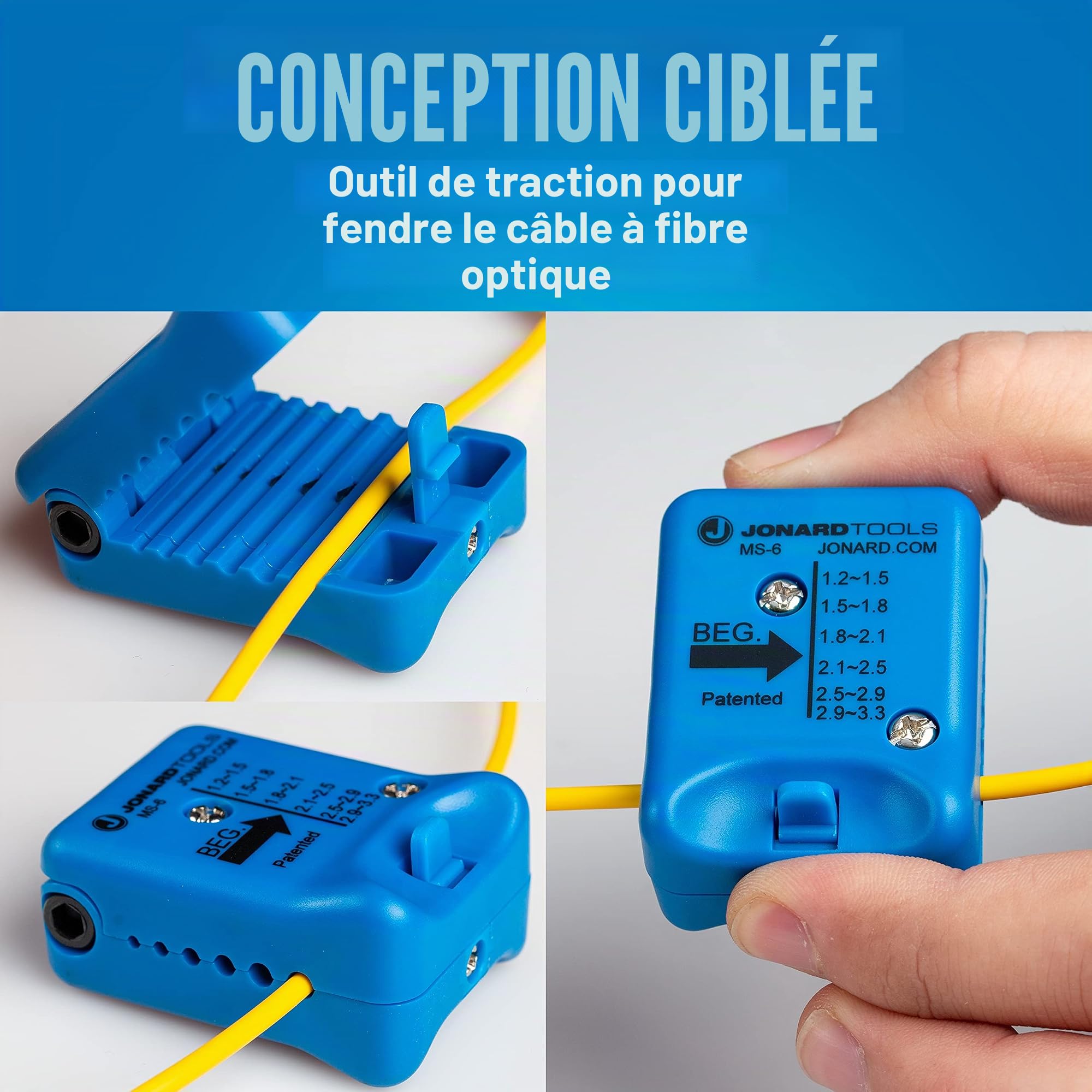 Jonard Tools MS-6 Outil à dénuder, accès à mi-portée (1,2 mm-3,3 mm)
