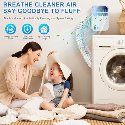 Miniatura 7 de Kit de ventilación para secadora interior 3 en 1 con filtro de 8 capas y manguera de 10 pies, caja de trampa de pelusa con sistema de cajón de agua,