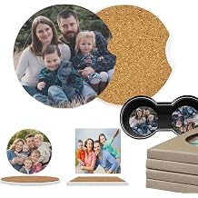 Custom Car Coasters Personalized Car Coasters for Cup Holder Add Your Image Text Logo Absorbent Ceramics Coasters with Cork Base for Car-Car Coasters-2pcs