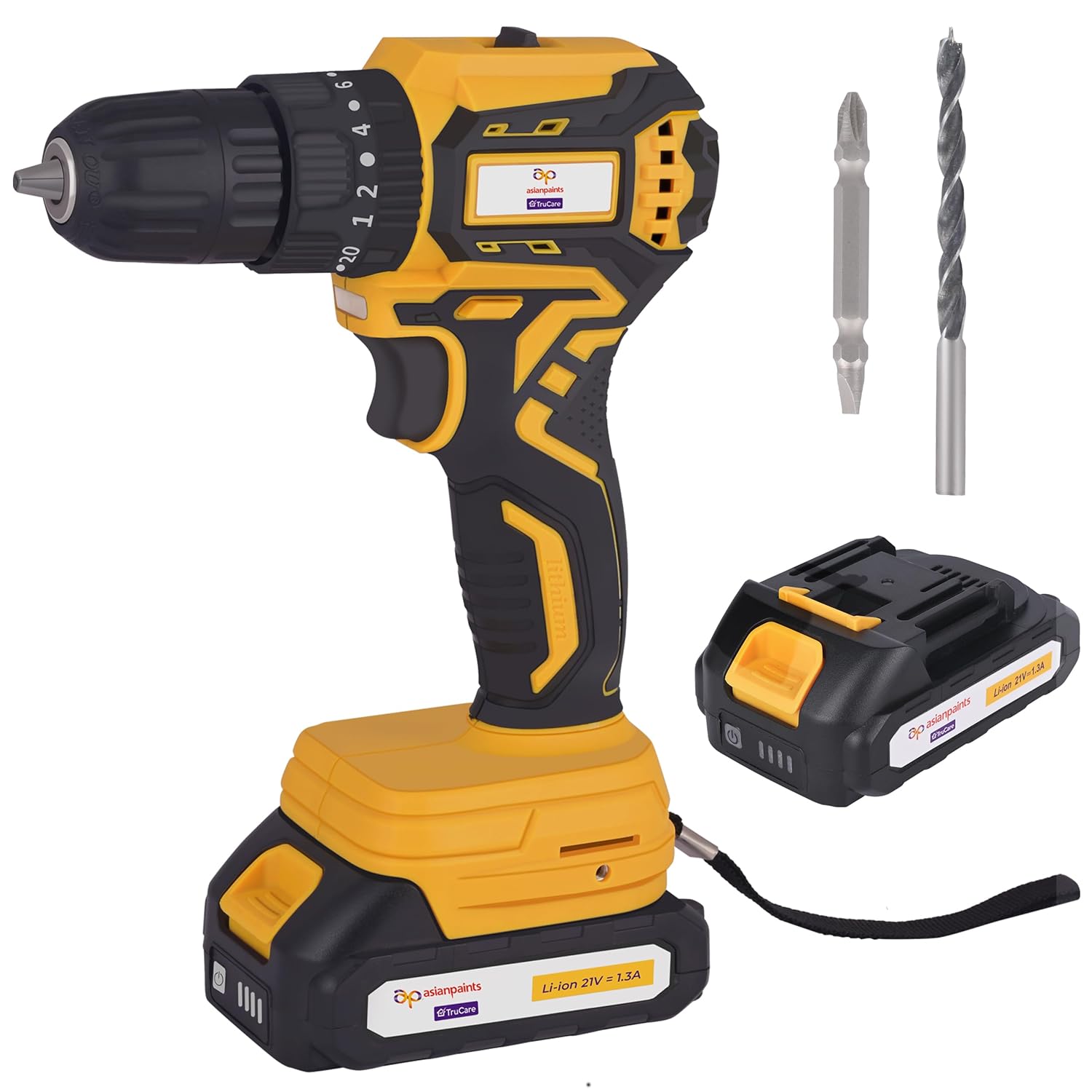 Asian Paints TruCare Cordless drill 21V, 10mm Chuck with 2000mAh battery, Convenient and Easy to Use, Ideal for Home and D...