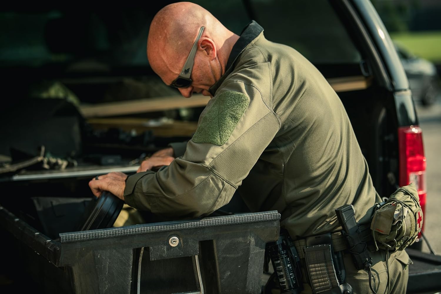 Vertx Recon Flex Combat Shirt - Men's Long Sleeve Semi-Compression Tech, Mini-Ripstop, Bicep Pockets, Quarter-Zip Collar