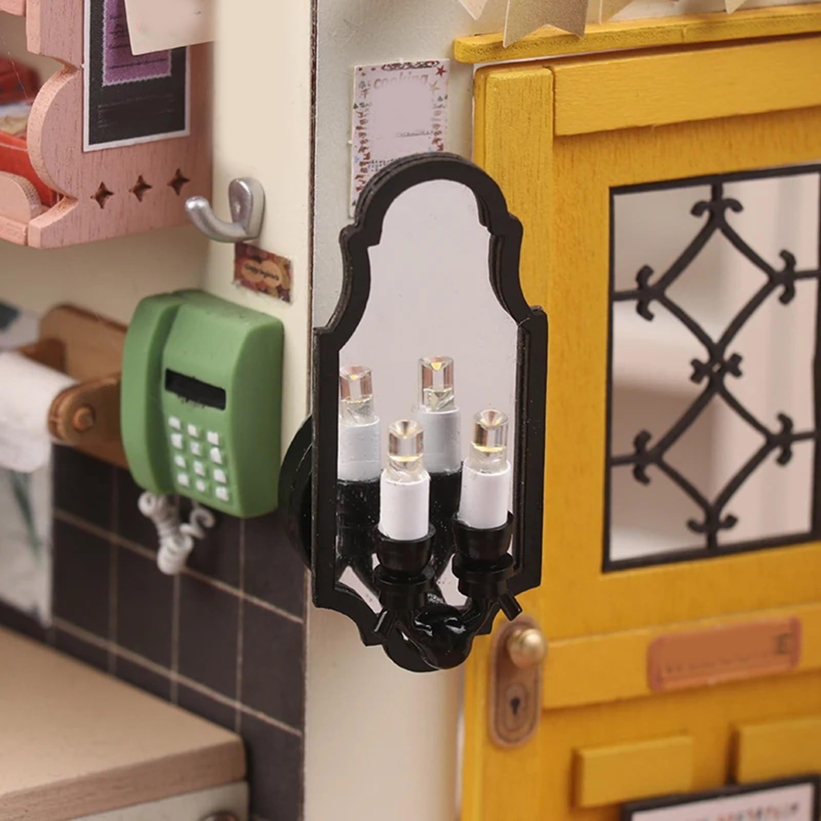 Case delle bambole LED Applique da parete con due teste lampada scala 1/12 Lampada da parete in miniatura per scena giardino visualizzazione decorazioni