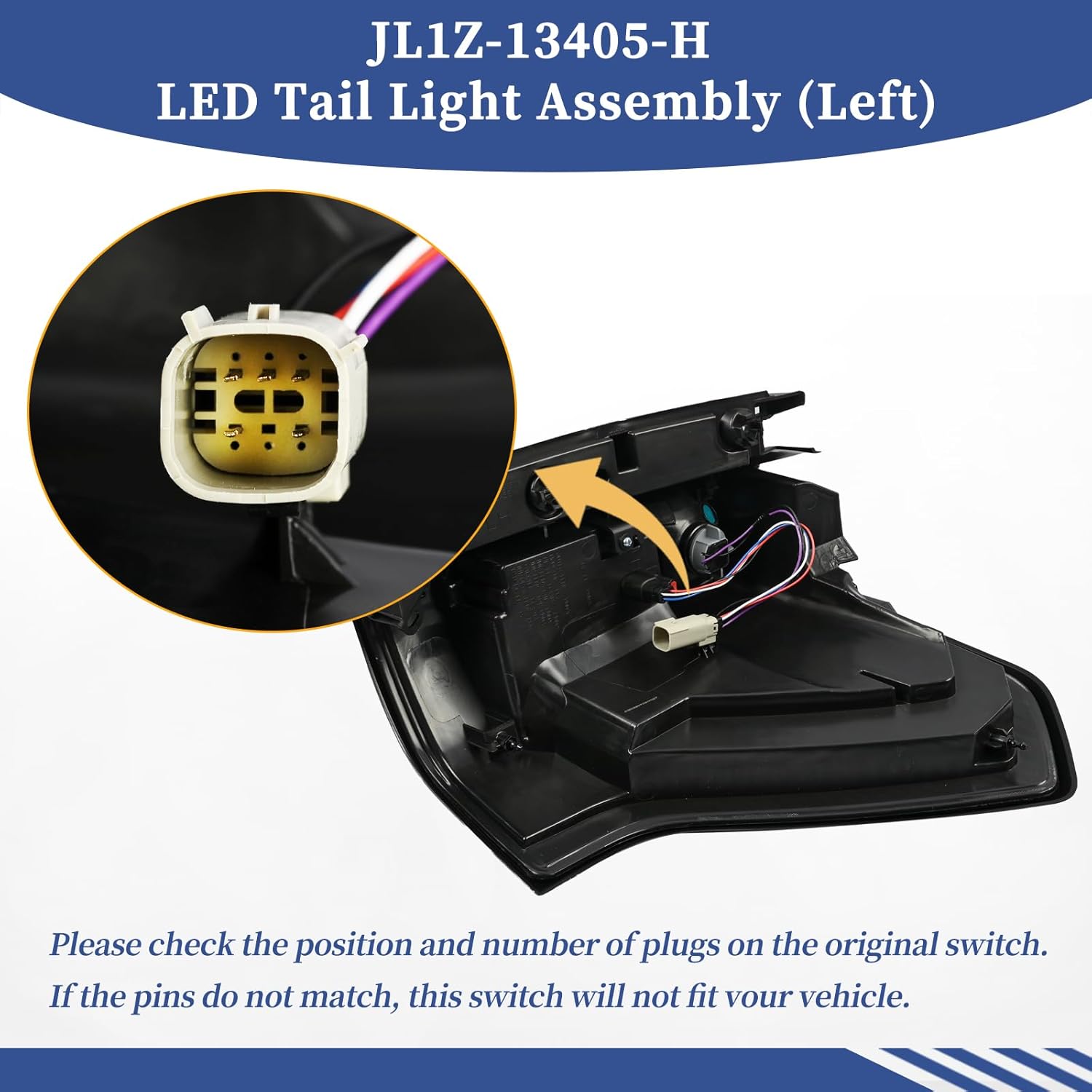 LED Type Tail Light Assembly JL1Z-13405-H Fit For Ford Expedition Limited/Platinum/King Ranch 2018-2021, Driver Side Rear Lamp Assembly With Bulbs JL1Z13405H, JL1Z-13405-D, FO2801272 (Left)