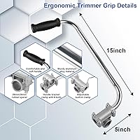 Vista 2 de Mango para malezas, mango de recortadora de agarre ergonómico con abrazadera de soporte para empuñadura de recortadora de césped (plateado)