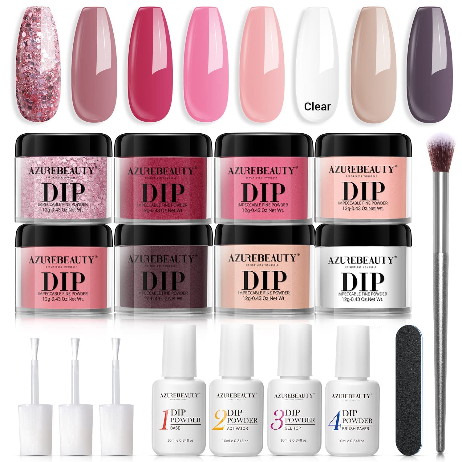 Amazon.com: AZUREBEAUTY 17 Pcs Dip Powder Nail Kit Starter, Classic Pink  Nude Neutral Clear Colors Acrylic Dipping Powder Liquid Set with Base/Top  Coat for French Nails Art Manicure Beginner Party Gift DIY