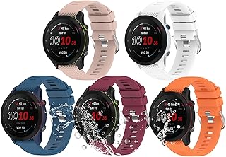 (5 Pack) Miimall Compatible for Garmin Forerunner 255 Band, 18mm Silicone Replacement Watch Straps for Garmin Forerunner 255, Forerunner 255 Music Bands