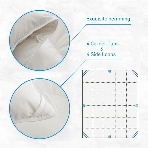 Miniatura 3 de BETU Edredón de plumas tamaño Queen, relleno de edredón con relleno de plumón lujoso, 8 pestañas en las esquinas y lavable a máquina con funda de