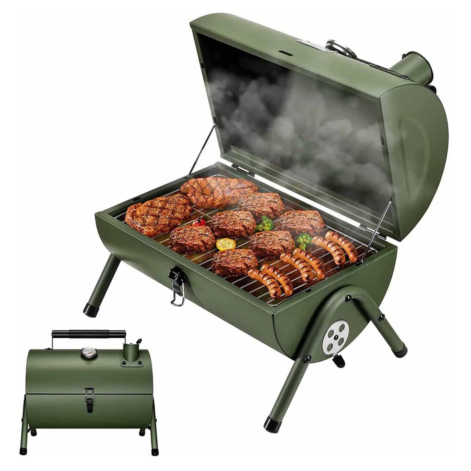 Barbecue à charbon de bois facile à transporter avec structure pliable compacte