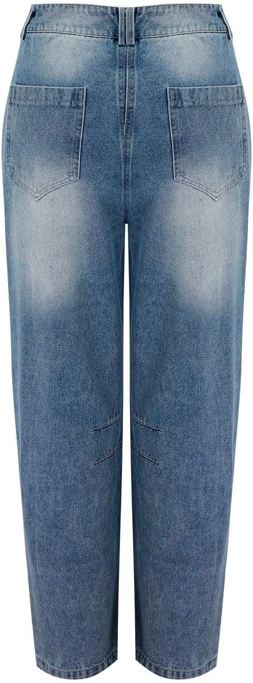 Generic Jeans for Women Straight Leg Shaping Wide Leg Jeans Denim Pants High Waist Stretchy Classic Baggy Denim Pants