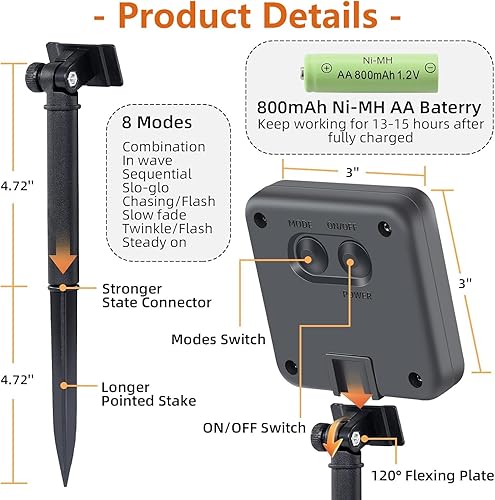 Miniatura 6 de Paquete de 2 240 luces LED solares de Navidad al aire libre, total de 110 pies de luces solares para exteriores, luces parpadeantes de Navidad