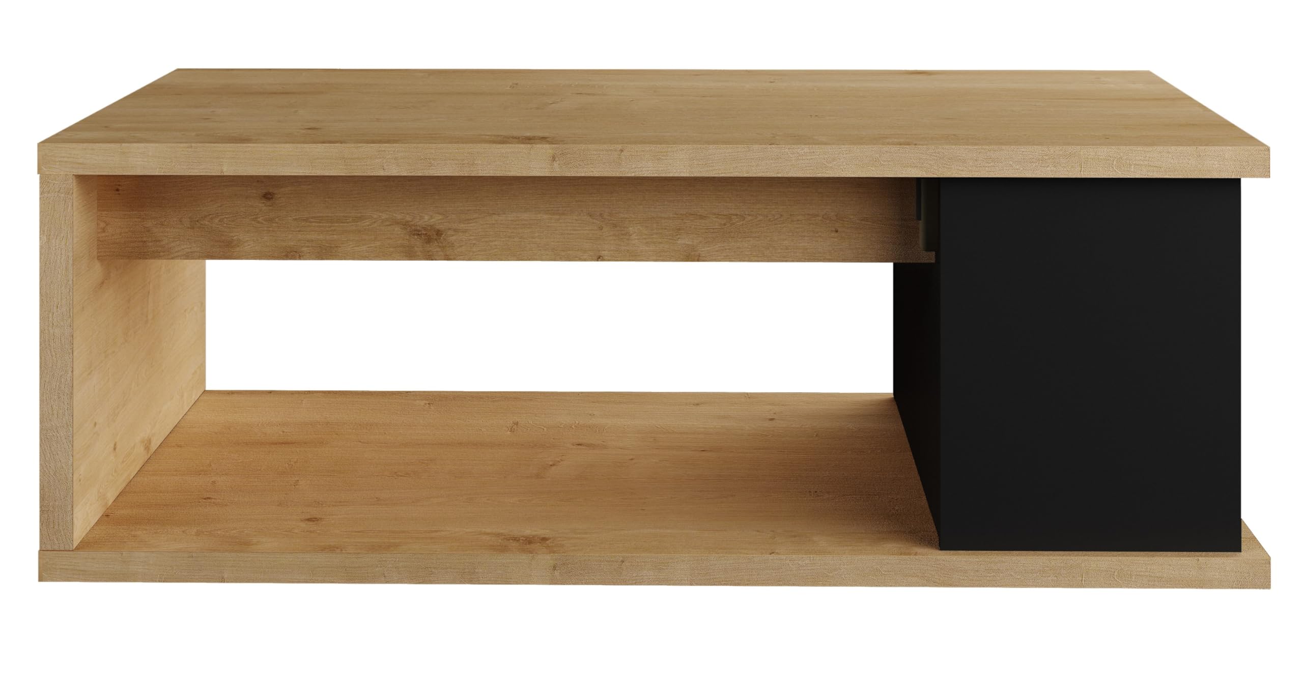 Mobelcenter, Mesa de Centro Elevable Ottawa, Estilo Industrial, Color Roble Hamilton y Negro, Medidas: Medidas Mesa Cerrada: Ancho: 90 cm x Fondo: 50 cm x Alto: 35 cm (1635)