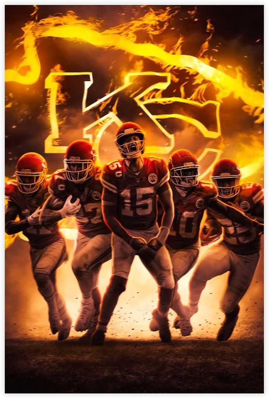 DiovoeiPatrick Mahomes & Tyreek Hill & Travis Kelce & Mecole Hardman & Clyde Edwards-Helaire Sports Posters Canvas Poster Bedroom Decor Sports Landscape Office Room Decor Gift 12"x18"