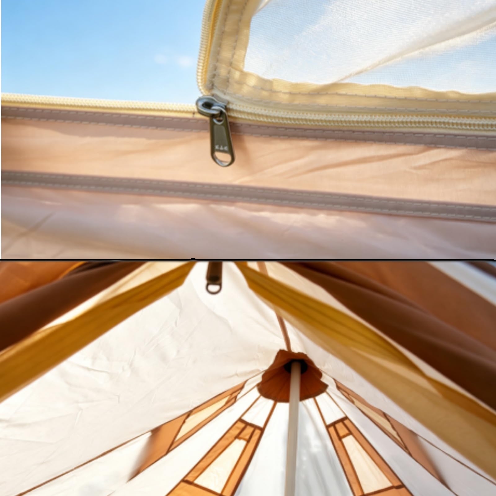Tente de Camping Gonflable Spacieuse en Toile 300D,PU3000,UPF50+ Tente Gonflable 4-8 Personnes,Tente Chaude avec Sortie de Poêle,Jardin et Extérieur