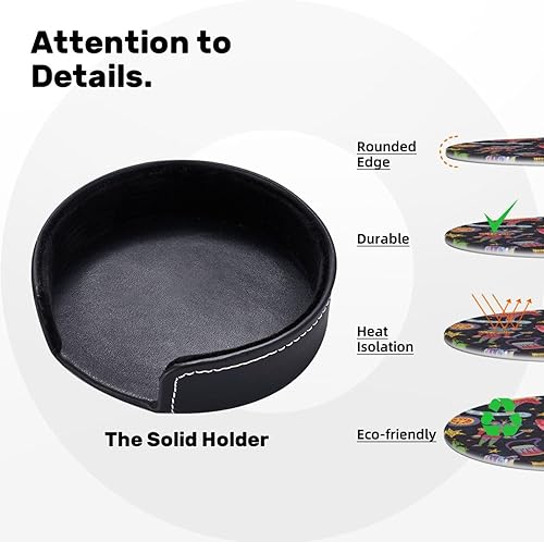 Miniatura 6 de Cascanueces - Juego de 6 posavasos de cuero con diseño de caballo y ratón de Navidad, posavasos para bebidas, tapete para el hogar y la cocina,