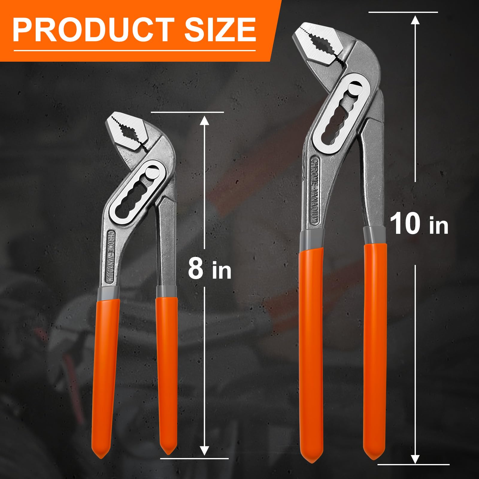 Water Pump Pliers Set - 8" & 10" Groove Joint Pliers -2