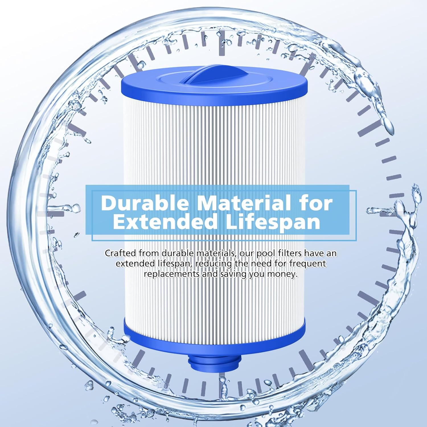 6CH-940 Spa Filter Cartridge Replacement for Unicel, Pleatco PWW50P3, Filbur FC-0359, Aber 03FIL1400, Waterway 817-0050 Front Access Skimmer, Viking Pool Hot Tub Filter Screw SAE Thread Filter 2 Pack - Image 8