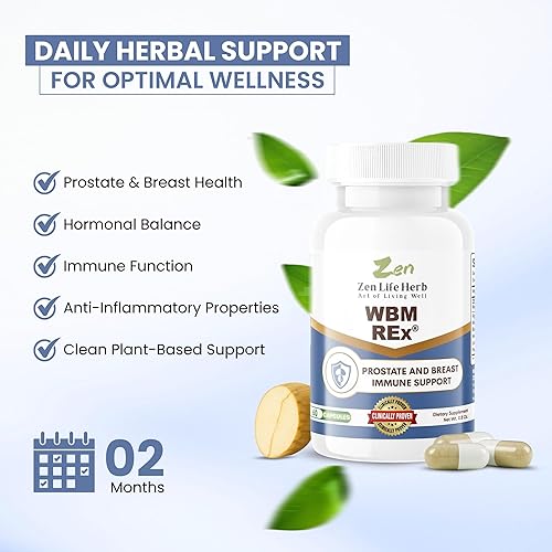 Miniatura 3 de ZEN LIFE HERB WBM REx White Button Champiñones Ginseng Plus Soporte Inmunológico Avanzado Clínicamente Probado para Próstata y Mama Suplemento de