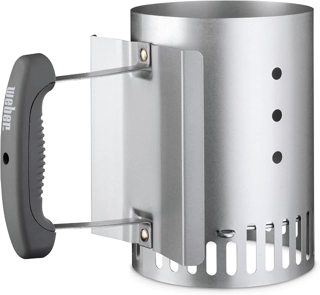 Weber Rapidfire Barbecue Chimney Starter, 15cm | Aluminium BBQ Fire Starter with Two Safety Handles | BBQ Charcoal Burner in Steel | Weber BBQ Accessory - Small (7447)