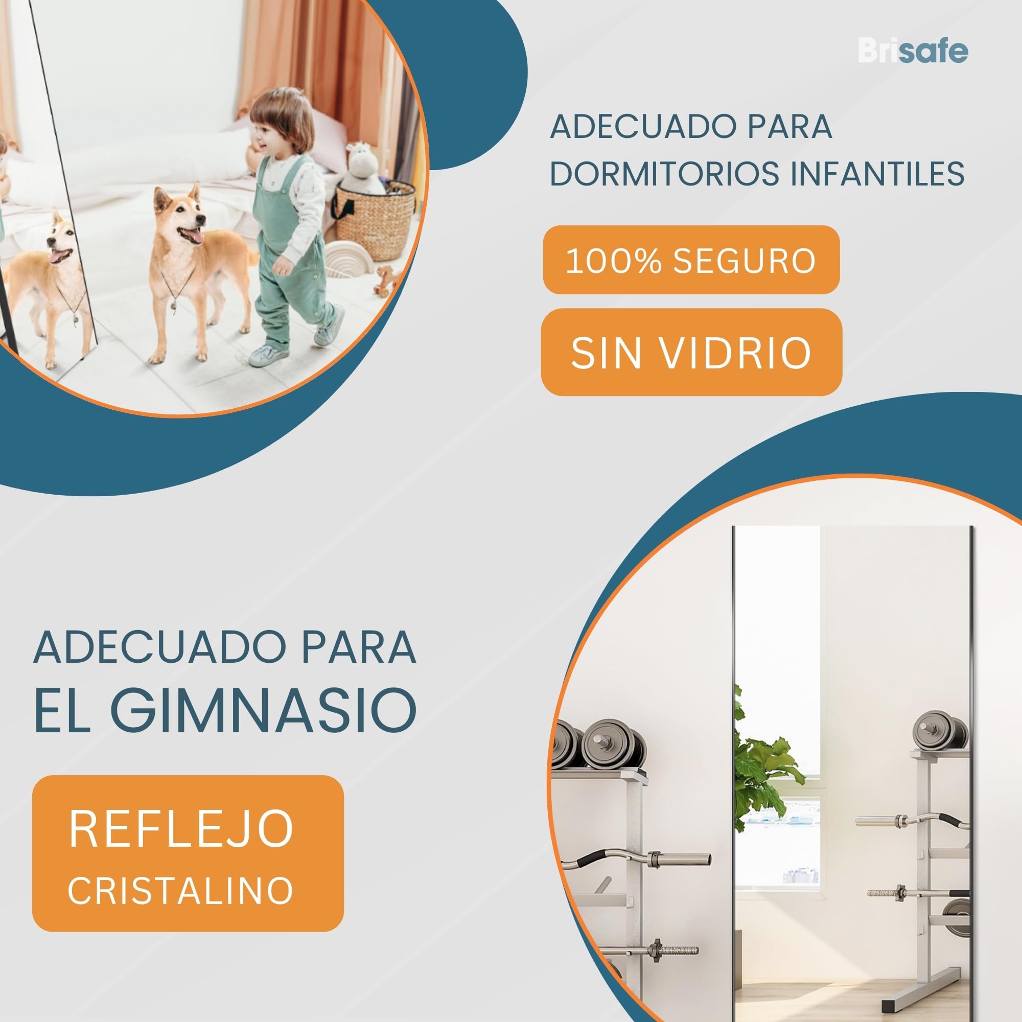 brisafe Espejo de Pared de Cuerpo Entero, irrompible y Moderno, Espejo de 160 x 50 cm Grande para Colgar, Marco de Aluminio Fino en Negro, irrompible y Ligero
