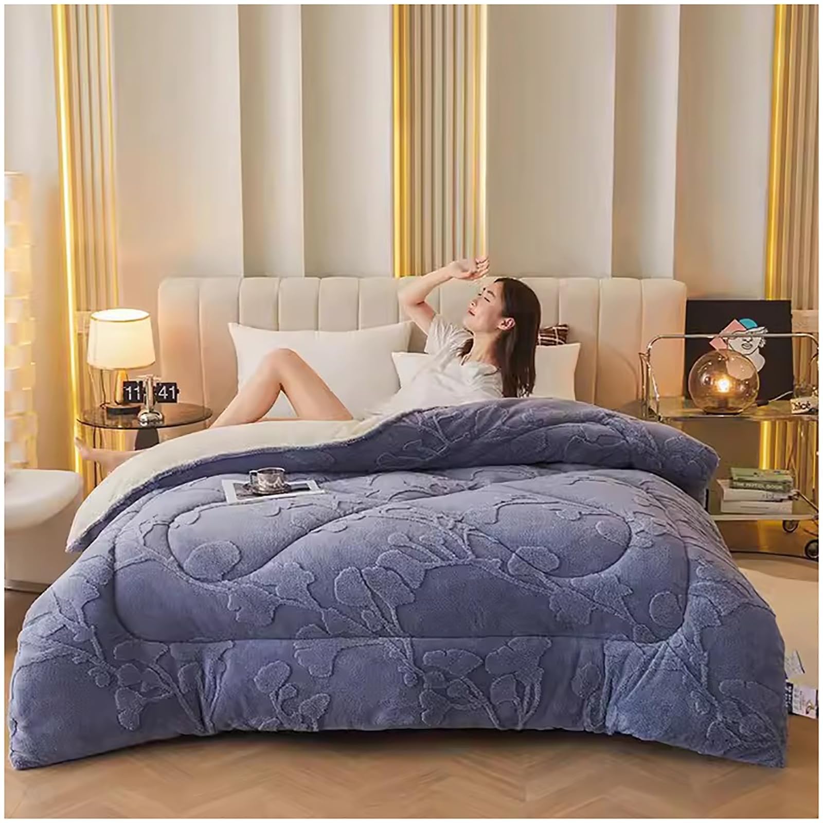 Thickened Super Soft Warm Lamb Quilt Winter Blanket，Breathable Warmth Fluffy Plush Double Sided Velvet Bed Blanket for Cold Weather(Color4,200x230cm(5KG))