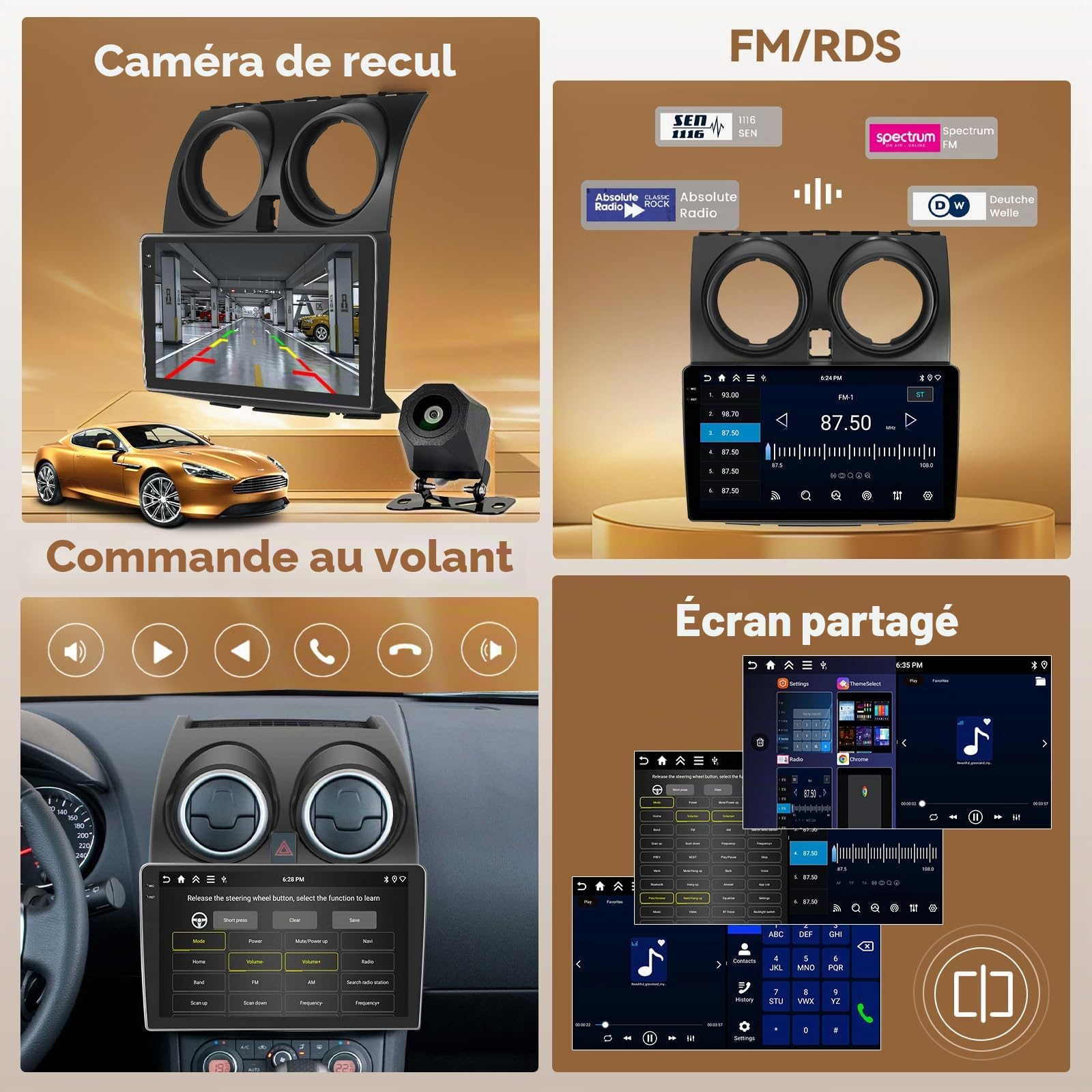 Android 15 4+128G Autoradio Carplay pour Nissan Qashqai J10 2006-2013 Aves 9" Écran Tactile Incell, Auto Radio Aves sans Fil Carplay Android Auto, BT/WiFi/FM/RDS+Caméra de Recul+MIC