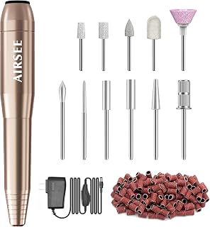 AIRSEE Studio Basic Adapter Portable Electric Nail Drill Machine for Professional, EFile for Acrylic Gel Nails and Manicure Pedicure Polishing Shape, Electric Nail File Kit for Salon Gold