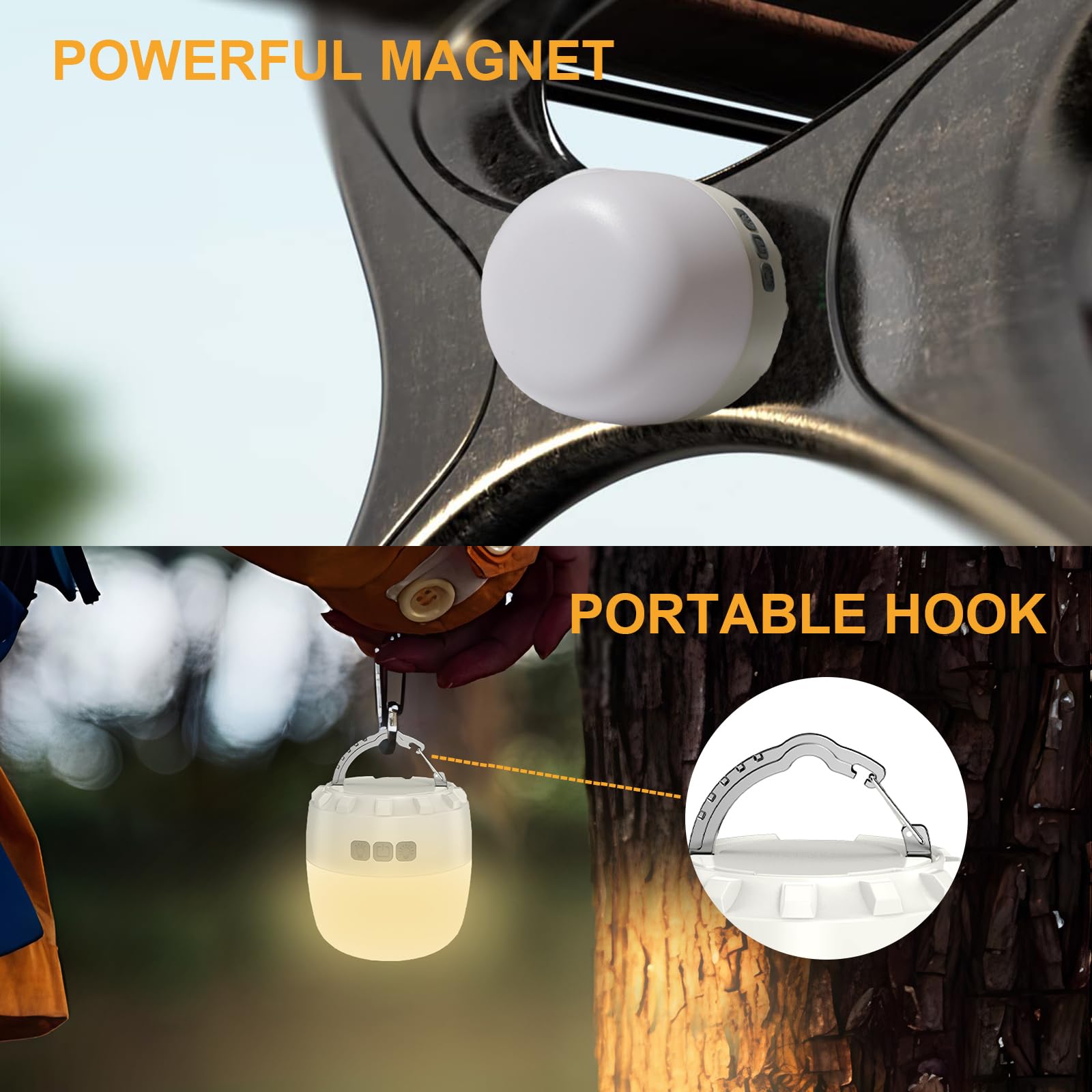 Flintronic 2 Pezzi Lanterna da Campeggio LED, 3 Modalità con Luce da Campeggio Impermeabile Portatile a Base Magnetica, Luce per Tende Ricaricabili USB & Power Bank per Campeggio/Pesca/Emergenza ecc