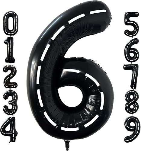 Globo negro número 6 de 40 pulgadas, tamaño grande, globos de helio de Mylar para niños, 6 auto de carreras, camión monstruo, fiesta de cumpleaños, disponible en Yaxa Colombia