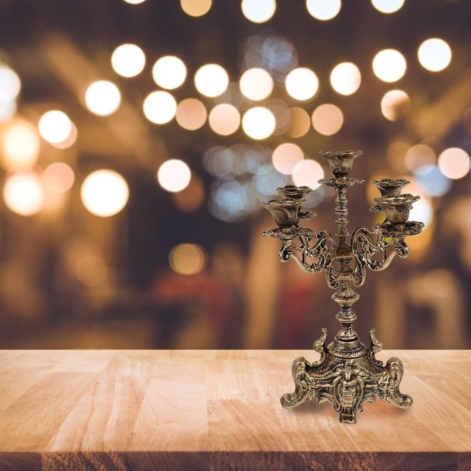 Metal Candle Holder 5 Arms Candle Stand for Christmas Wedding Centerpiece Holiday Party Candelabra Decoration 12 inch